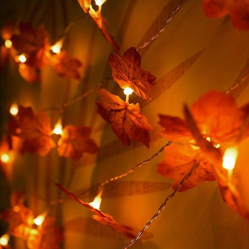 LED Double-Headed Maple Leaf String Lights Solar or Battery Powered Fairy Lights for Autumn Harvest Christmas Halloween Home Decor4