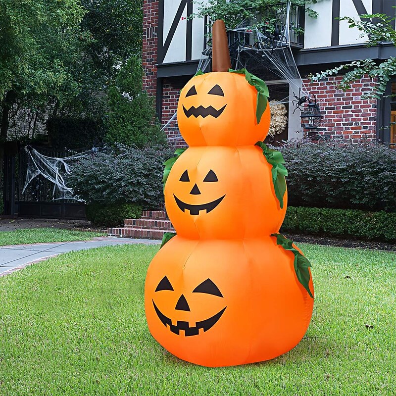 Halloween Decorations 6Ft Inflatable LED 3 Pumpkins Stack Light, Jack O Lantern Blow Up 3 Pumpkins, Outdoor Indoor Halloween Decorations4