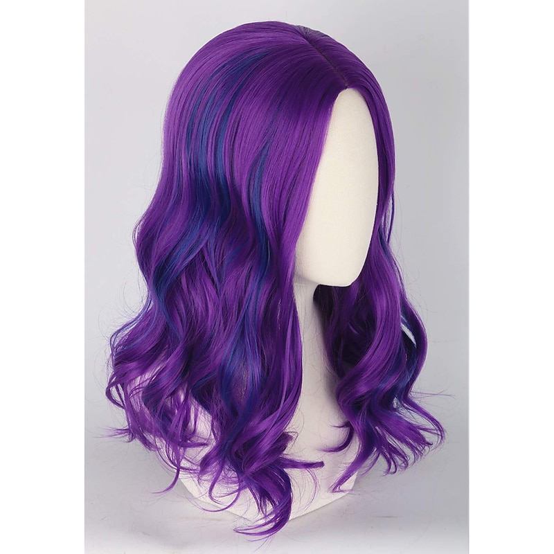 Purple Mixed Blue Wigs for Kids Girls Mal wig Carnival Costume Cosplay Wig Halloween Wigs3