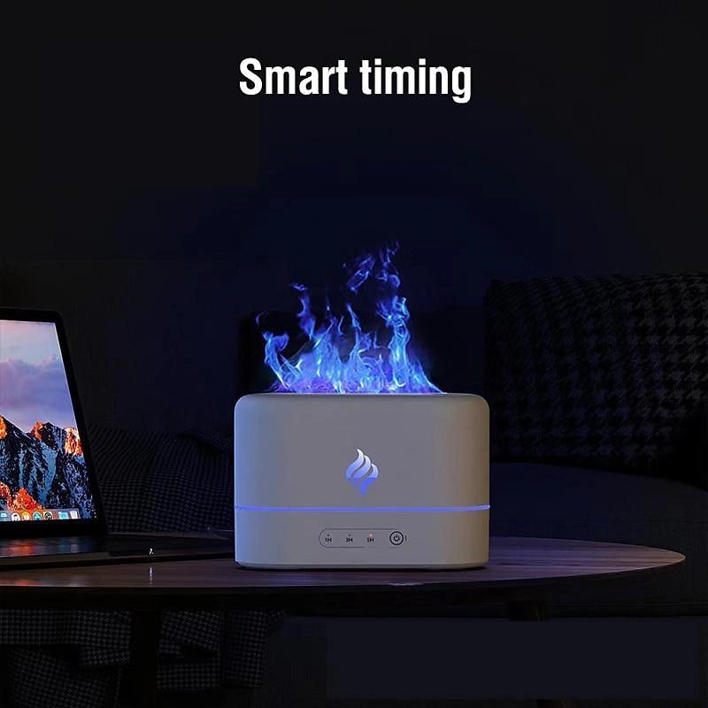 LED Smart Light Simulation Flame Ultrasonic Humidifier Aromatherapy Diffuser 7 Colors Lighting Diffuser USB Free Filter Essential Oil Diffuser Air Freshener For Bedroom Travel4