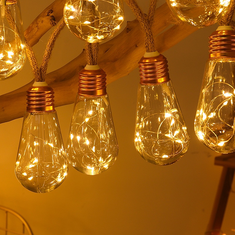 Solar String Lights Rope Outdoor Fairy String Lights Solar Light Decorations Rustic Chic Farmhouse Decor for Mantels Walls 7.5M 16LEDS