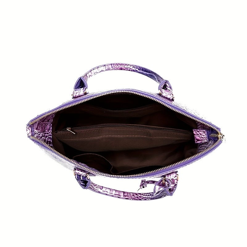 Women's Handbag Crossbody Bag PU Leather Office Daily Zipper Adjustable Large Capacity Waterproof Crocodile Earth Yellow Green / Blue Light Green4