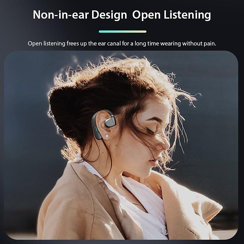 1Pc Long Standby Bluetooth Wireless Earpiece Led Power Display Bluetooth Earphone Noise Cancelling Wireless Headset Ear Hook Sport Headphone Button Control3