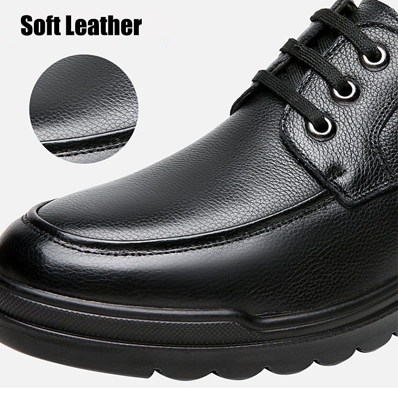 Men's Black Leather Casual Shoes with Lace-up Design, Comfortable, Durable Sole for Daily Wear4