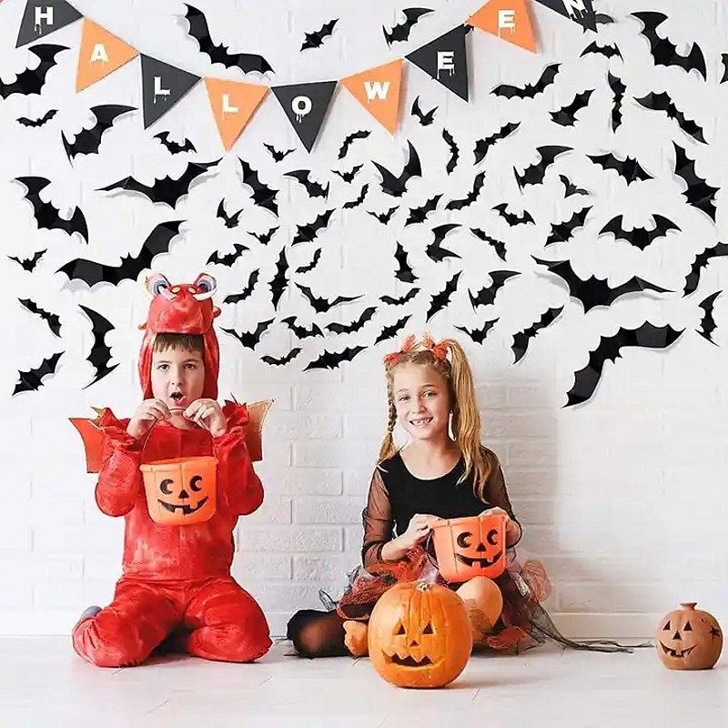 Halloween Black Bat PVC 3D Wall Halloween Bat Sticker Wall Decoration Scene Layout Horror Sticker Halloween Party Decoration Indoor and Outdoor Home Window Decoration Party Supplies2