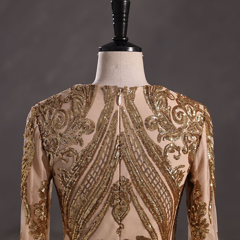 Mermaid Sequin Evening Gown Elegant Dress Carnival Formal Court Train Long Sleeve V Neck African American Lace Masquerade Dress4