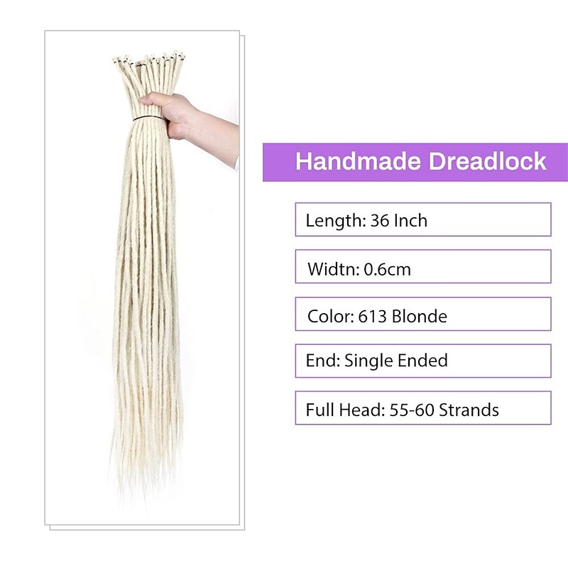 36 Blonde Dreadlocks Extension Soft Handmade Synthetic Crochet Hair Super Long 0.6cm Dread Extensions Reggae Style for Women2