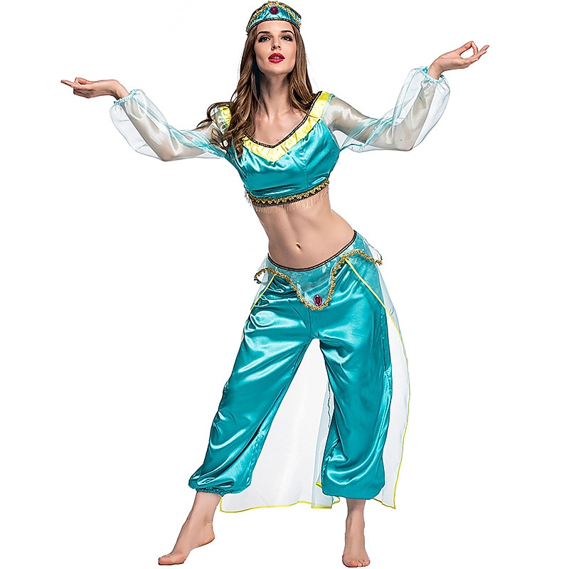 Princess Jasmine Halloween Cosplay Costume Belly Dance Costume Sexy Costume Adults' Women's Carnival Mardi Gras Carnival Party Easy Halloween Costumes Dress Up2