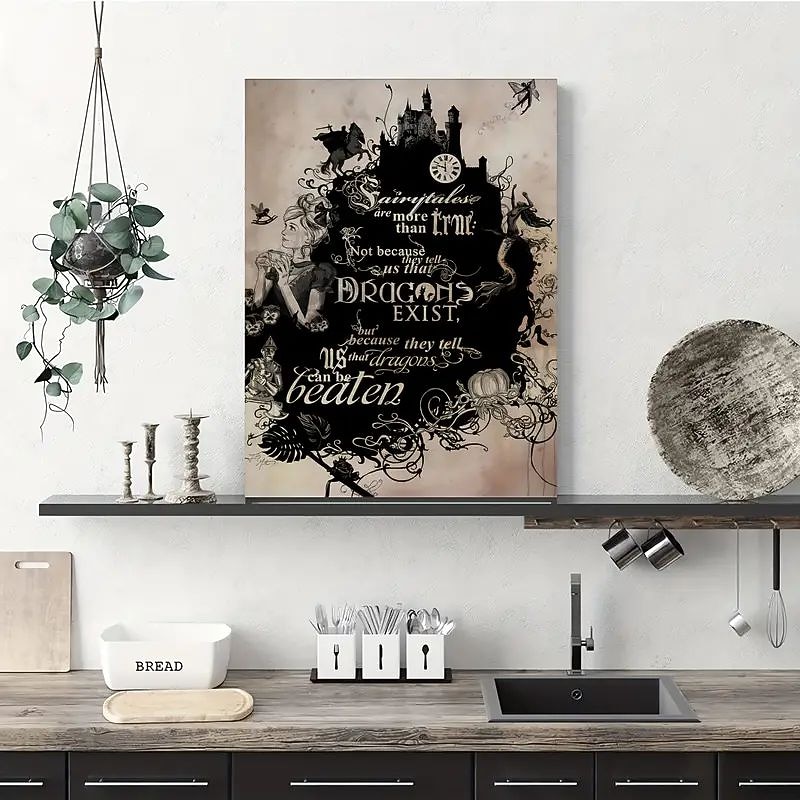 Halloween Wall Art Canvas Alice Wonderland Prints and Posters Abstract Portrait Pictures Decorative Fabric Painting For Living Room Pictures No Frame3