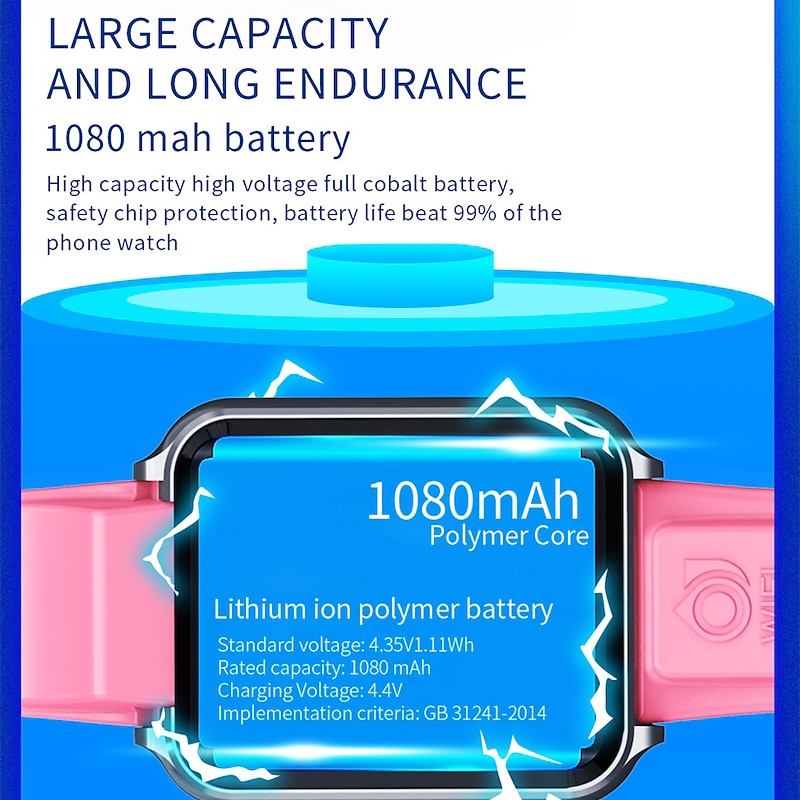 696 W5PRO Smart Watch 1.83 inch Kids Smartwatch Phone Bluetooth 4G Pedometer Call Reminder Alarm Clock Compatible with Android iOS Kid's GPS Hands-Free Calls with Camera IP 67 41mm Watch Case3