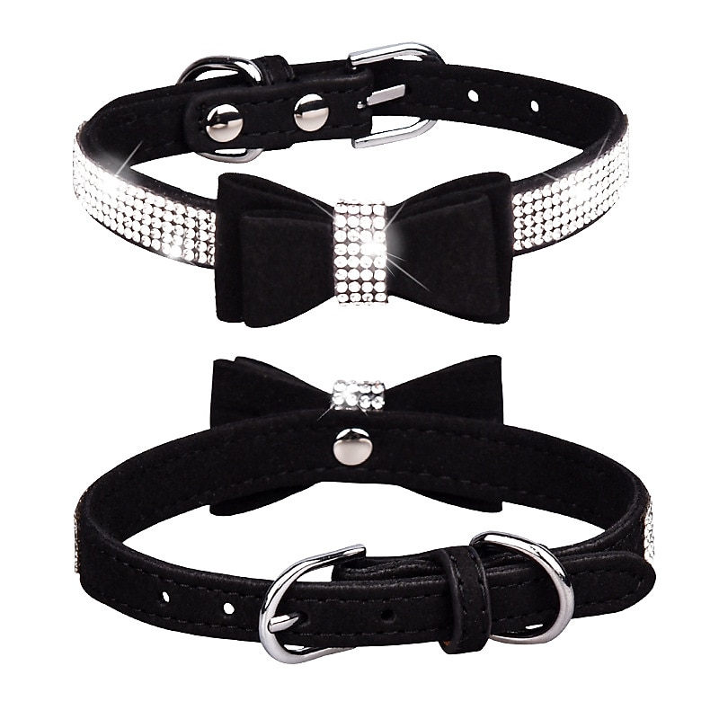 Hot Selling Pet Collar Shiny Rhinestone Dog Collar Bow Tie Cat Collar Comfortable Dog Walking Rope3