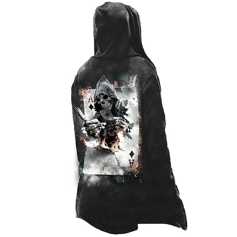 Men's Skull Poker Winter Coat Fleece Jacket Coat Comfortable Warm Breathable Fashion Streetwear Casual Daily Sports & Outdoor Daily Wear Going out Zipper Pocket Print Fall & Winter Hoodie Long Sleeve4