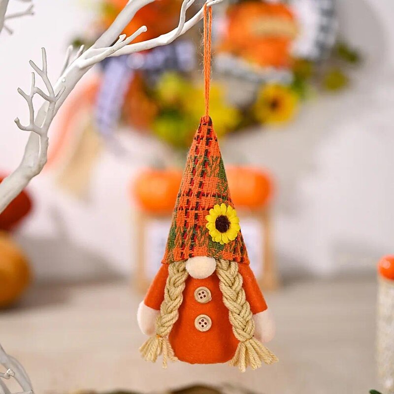 Halloween Bat Hat Faceless Gnome Doll with Lights Hanging Pendant Tree Decor Harvest Sunflowers Plush Doll Decorations For Home4