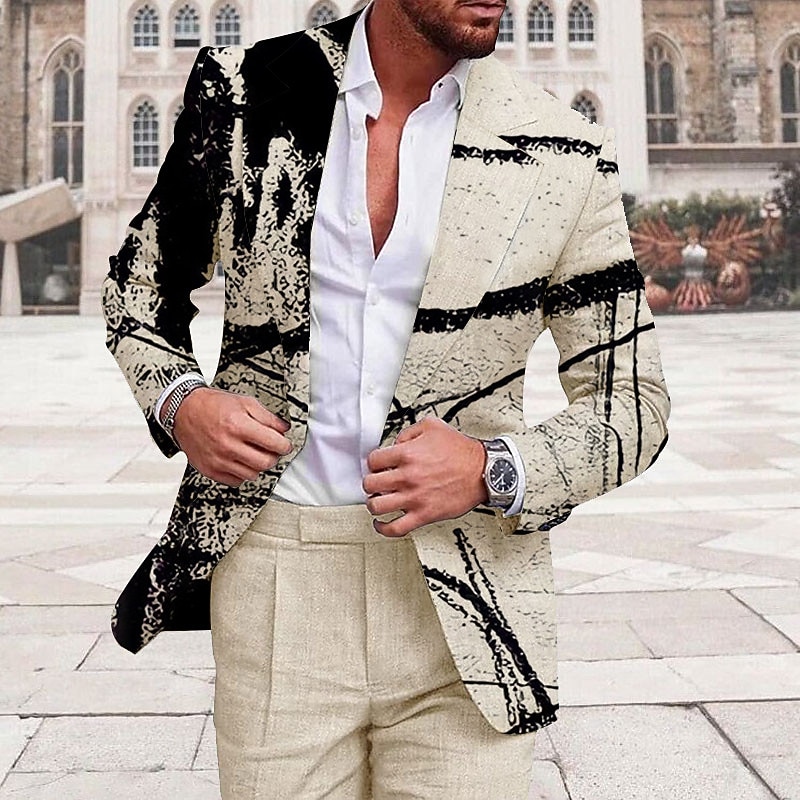 Men's Graphic Prints Graffiti Long Sleeve Turndown Fashion Streetwear Business Work Wear to work Going out Buttons Print