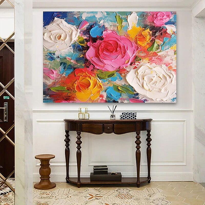 Oil Painting 100% Handmade Hand Painted Wall Art On Canvas Abstract Colorful Vintage Floral Botanical Modern Home Decoration Decor Rolled Canvas No Frame Unstretched3