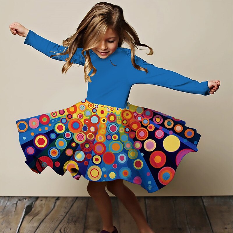 Kids Little Girls' princess Dress Solid Colored A Line Dress Daily Vacation Red Above Knee Long Sleeve Basic Casual Dresses Fall Winter Regular Fit 3-10 Years2