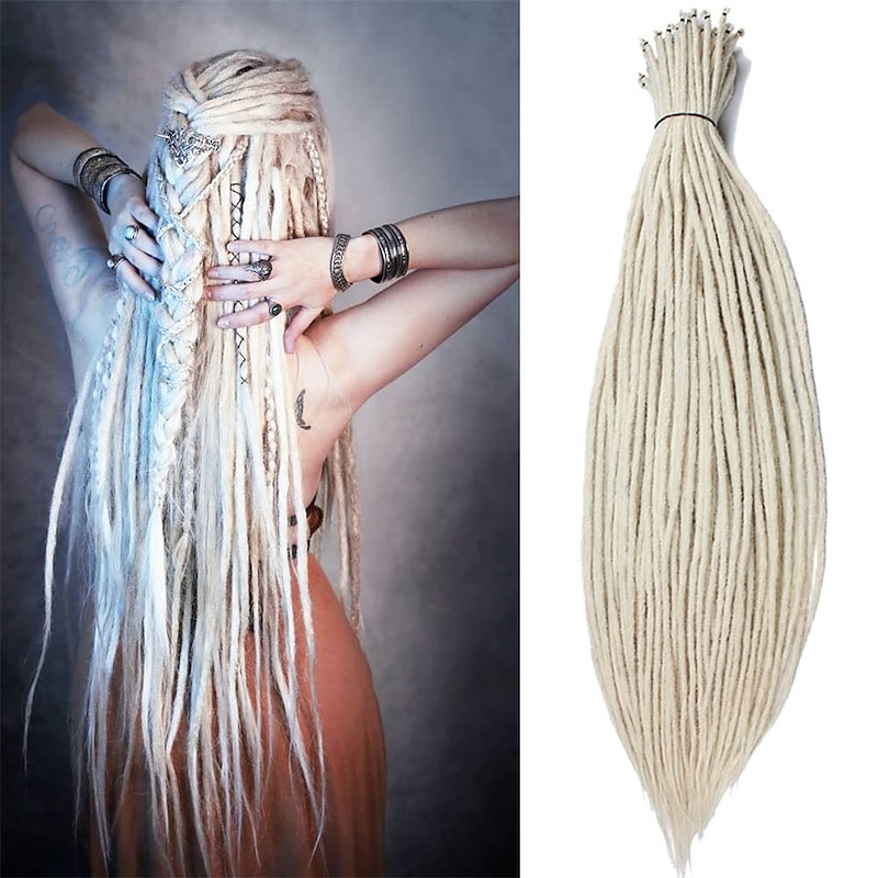 36 Blonde Dreadlocks Extension Soft Handmade Synthetic Crochet Hair Super Long 0.6cm Dread Extensions Reggae Style for Women