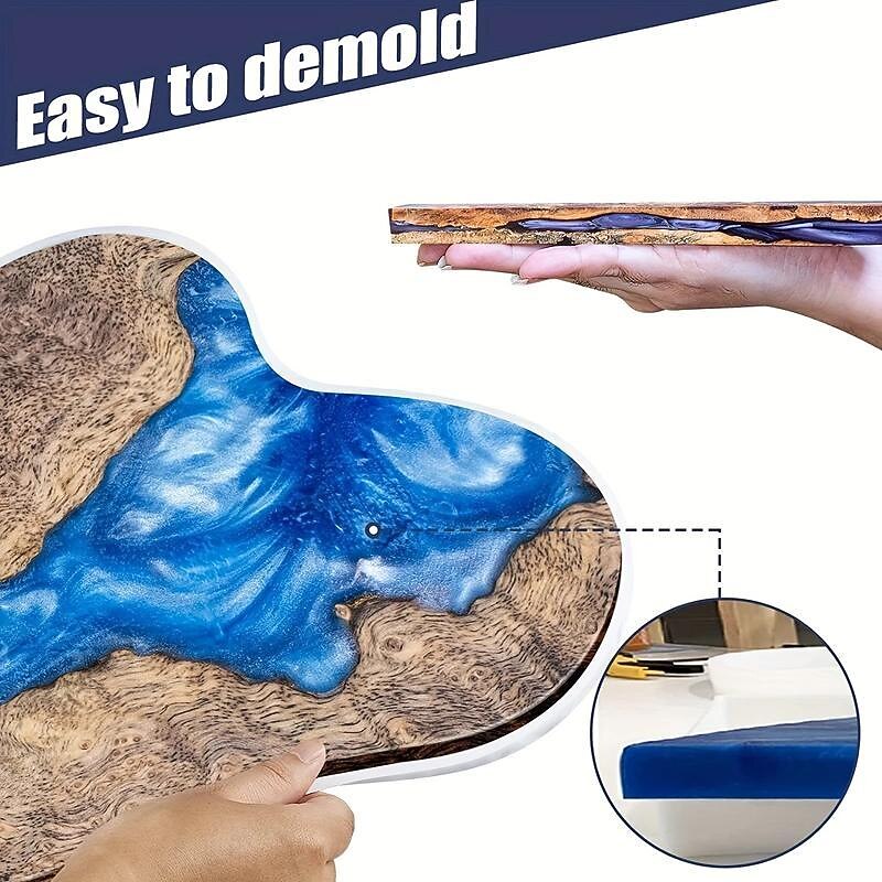 Large Resin Table Mold Set 60cm/24 Inch Silicone Tray Molds For Epoxy Resin With Table Legs For Charcuterie Board, Coffee Table, Modern Desk Night Stand, DIY Cutting Board, Home Art Decoration2