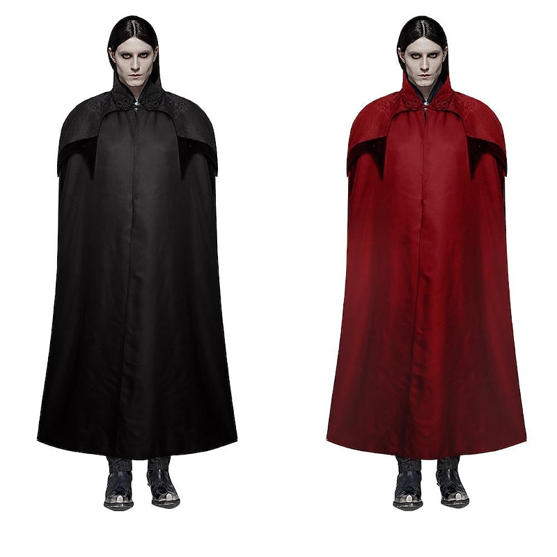 Dracula Vampire Cloak Medieval Cape Stand Collar Bat Vintage Punk & Gothic Men's Women's Cosplay Costume Halloween Carnival Party3