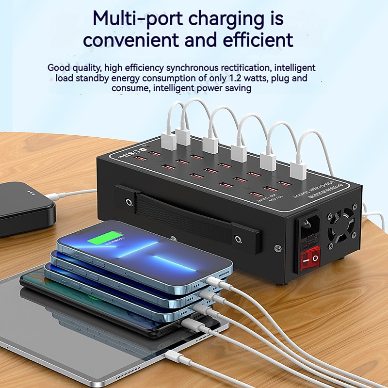 Multi USB Charger USB Fast Charging Station Universal Carregador Portatil For Iphone 15 Samsung Xiaomi Ipad Tablet 10/20/30/40/50/60 Port