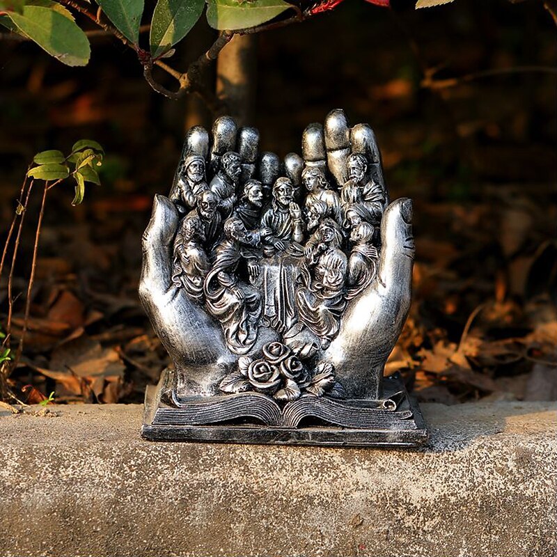 The Last Supper Jesus and 12 Disciples Figures Palms Christian Religious Resin Statues, Home Decoration Garden Miniature Landscape Ornaments Indoor Figurines