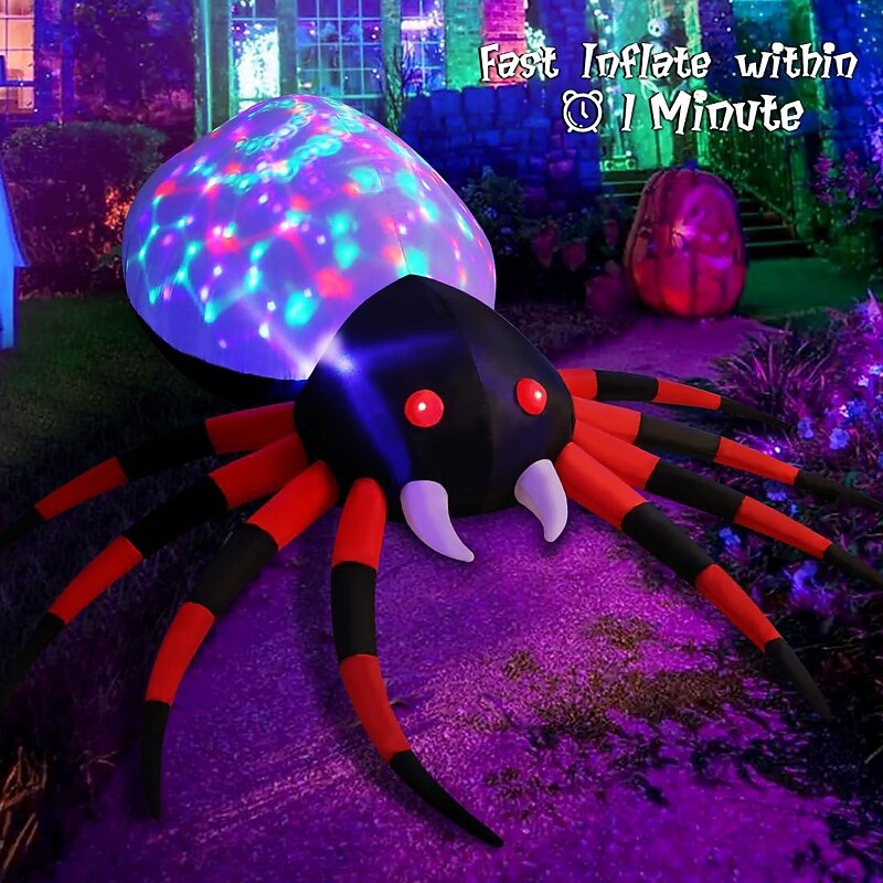 8.5 FT Width Halloween Inflatables Outdoor Spider with Magic Light, Blow Up Yard Decoration Clearance with LED Lights Built-in for Holiday/Party/Yard/Garden4