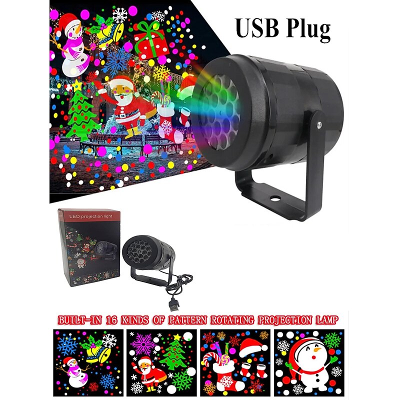 16 Pattern Christmas Projection Lights USB Plug Christmas Wedding Festival Indoor and Outdoor Courtyard Garden Decorative Lights2