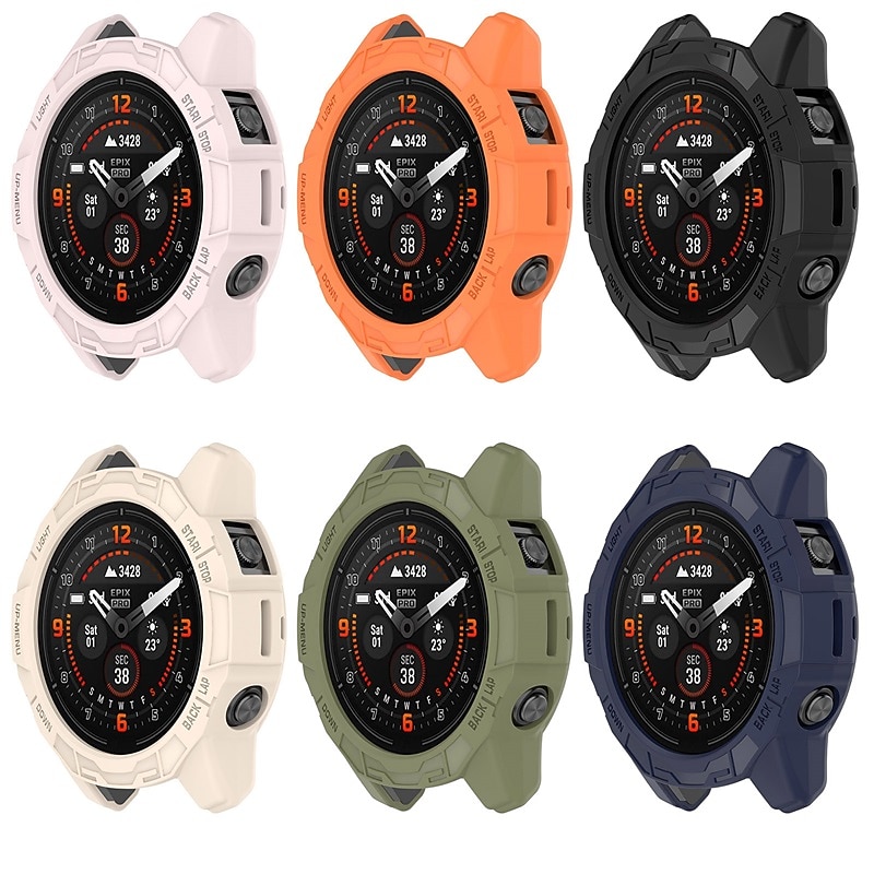Watch Case Compatible with Garmin Fenix 7 Pro / Fenix 7S Pro / Fenix 7X Pro / Epix Pro 51mm / Epix Pro 42mm Rugged Dust Proof Bumper Full Cover TPU Watch Cover2