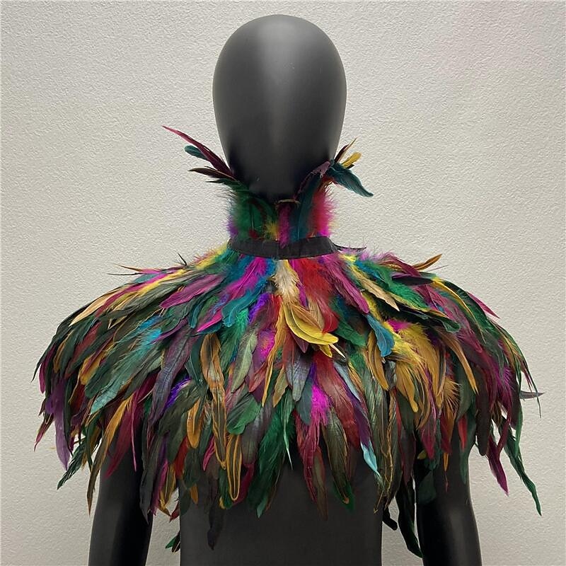 Retro Vintage Punk & Gothic Shawls Feather Cape Witch Maleficent Drag Queen Fancy Dress Women's Fantasy Walpurgis Night Carnival Masquerade Party / Evening Pride Parade Pride Month Adults' Shawl4