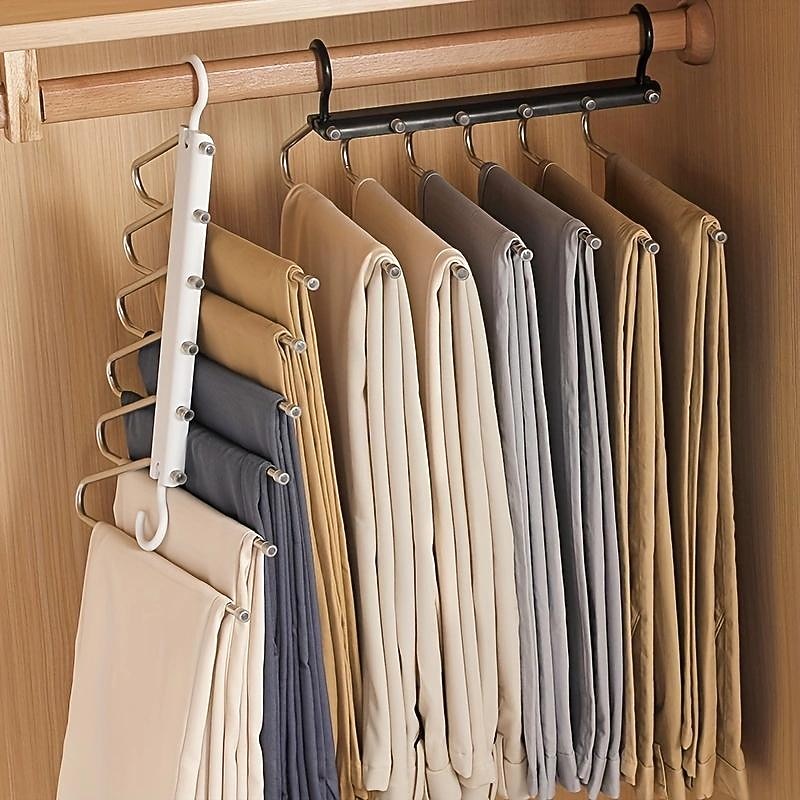Pants Hangers Space Saving - 6 Tier Multifunctional Pant Rack Hanger for Hanging Pants,Jeans,Skirts,Scarf,Clothes - Closet Space Saver Organizer for Men Women - No Slip Magic Pants Hangers 1 Pack4
