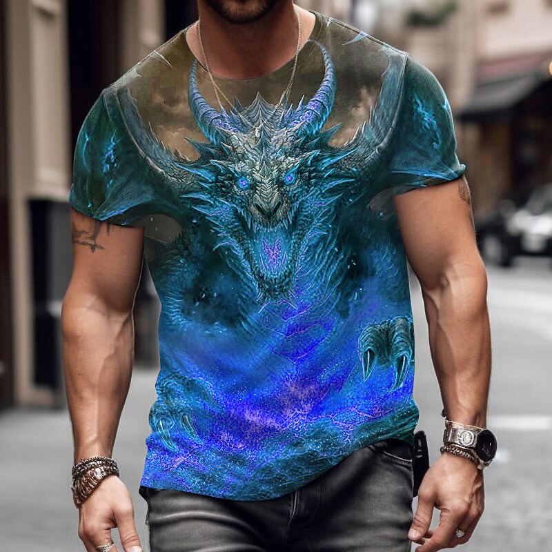 Men's Animal Dragon T Shirt Graphic Tee Short Sleeve T shirt 3D Print Crew Neck Shirt Designer Casual Outdoor Vacation Daily Yellow Blue Purple Spring & Summer Clothing Apparel S M L XL 2XL 3XL3