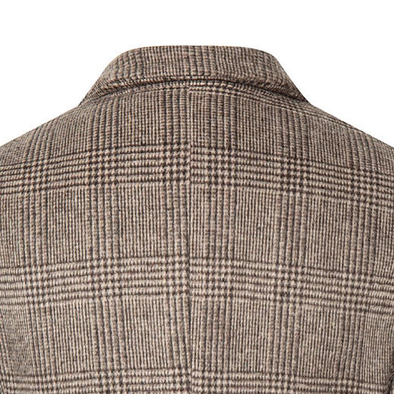 Men's Winter Coat Wool Coat Overcoat Office & Career Daily Wear Winter Polyester Thermal Warm Washable Outerwear Clothing Apparel Fashion Warm Ups Plain Pocket Lapel Single Breasted4