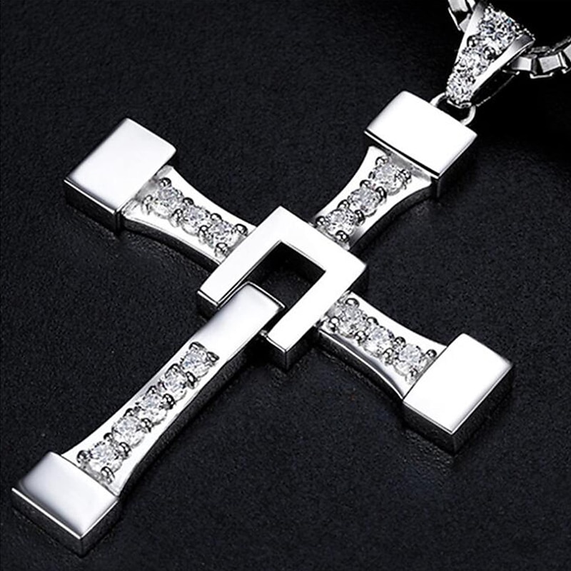Cross Silver Chain Fast & Furious Necklace Stainless Steel Cross Neck Pendant Jewelry Hip Hop3
