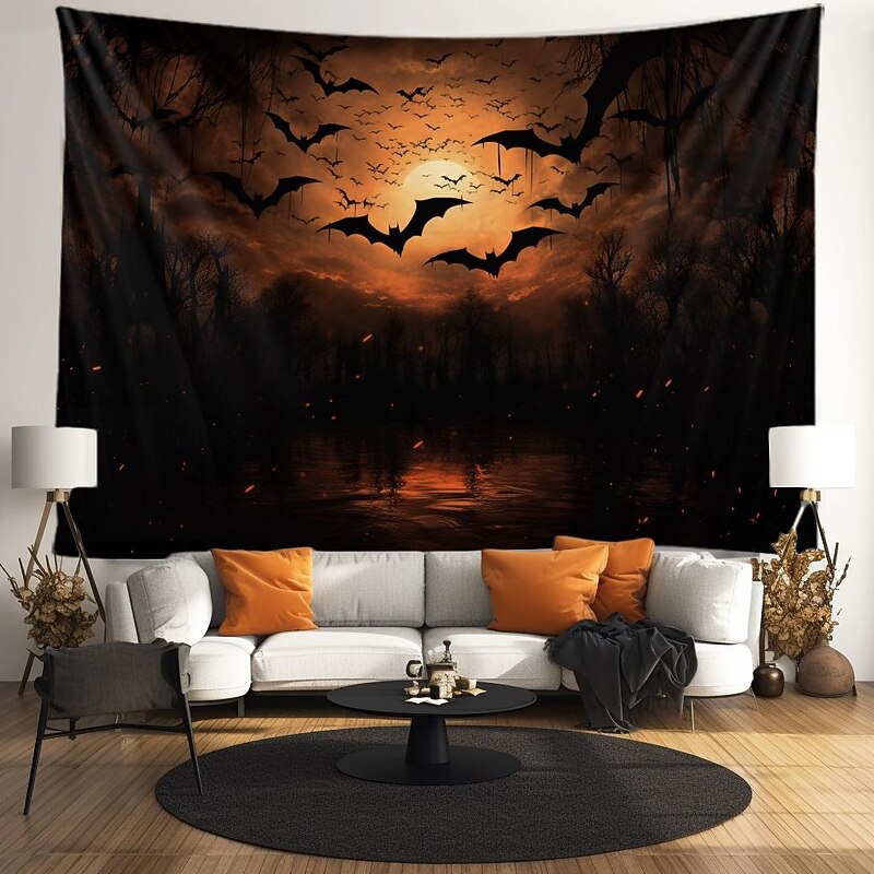 Halloween Bat Hanging Tapestry Wall Art Large Tapestry Mural Decor Photograph Backdrop Blanket Curtain Home Bedroom Living Room Decoration Halloween Decorations3