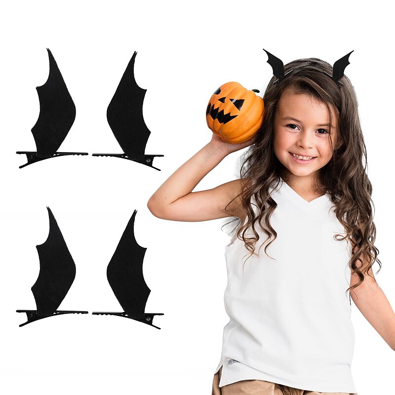 4 Pcs Halloween Bat Hair Clips Cartoon Wing Decor Hairpin Batwing Hair Accessories Goth Cosplay Costume for Women Girls Kids Party Favor Decoration
