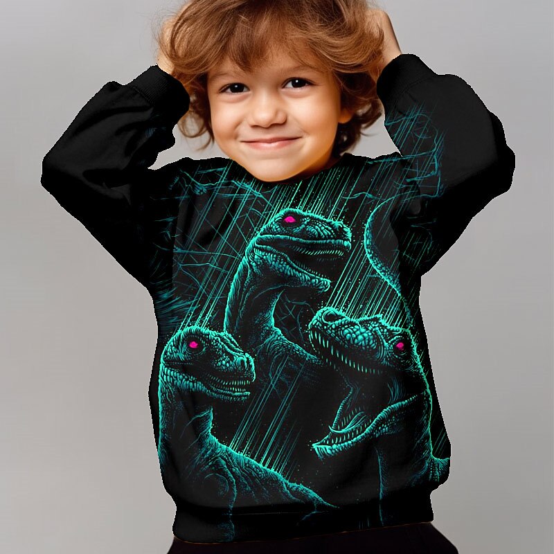 Boys 3D Animal Dinosaur Sweatshirt Pullover Long Sleeve 3D Print Fall Winter Fashion Streetwear Cool Kids 3-12 Years 4-12 Years Outdoor Casual Daily Regular Fit