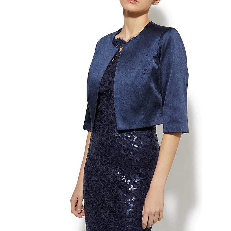 Shawls Women's Wrap Wedding Guest 's Wraps Elegant Pure Half Sleeve Satin Wedding Wraps With Pure Color For Party Spring & Summer