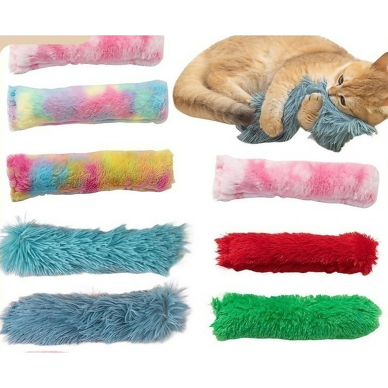 cross-border manufacturers wholesale plush strip pillow with catnip cat chewing companion cat toys pet supplies
