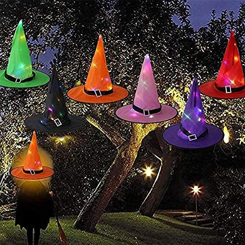 Creative Halloween Glowing Witch Hat Ghost Festival With Light Party Decoration Props LED Witch Magician Wizard Hat2