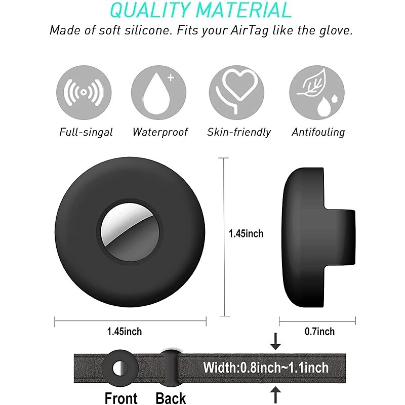 Airtag Dog Collar Holder , Silicone Waterproof Protective Air Tag Cat Collar Cover, Anti-Lost Locator Case for Apple Airtags Compatible with Pet Collars Loop Dogs Cats & Pets Accessories 8