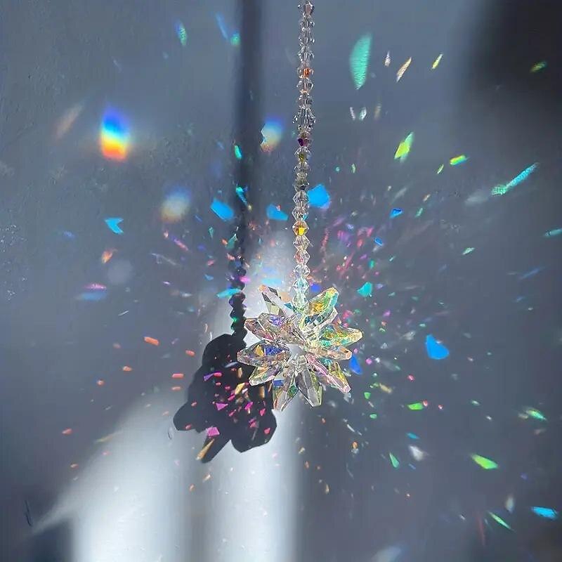 Suncatcher Crystal Flower Wind Chimes -Sun Catchers Indoor Window Teardrop Crystal Beads Prism Sun Catcher Garden Outdoor Home Decorations Hanging Decor for Ceiling Kitchen Light Catcher4