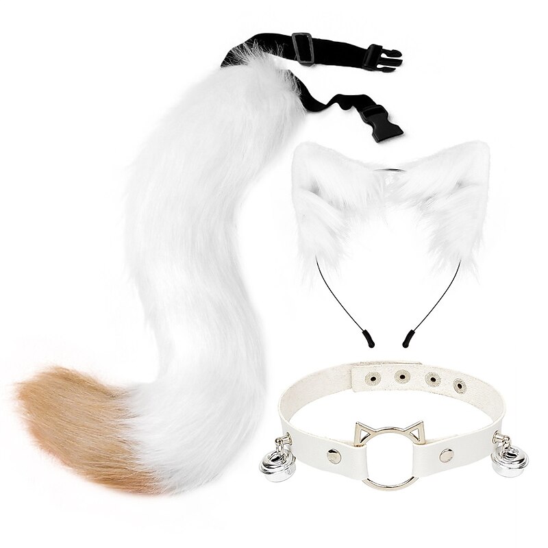 Cos Plush Animal Ear Animal Tail Suit Anime Fox Ear Wolf Ear Hair Hoop Tail Accessory Cat Head Bell Collar2