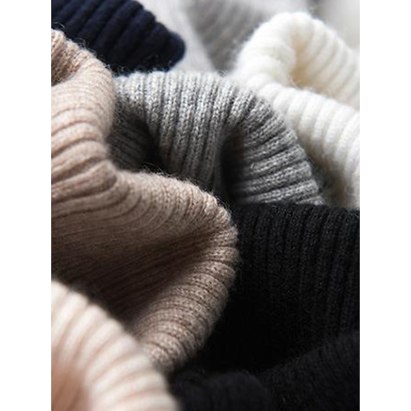 Women's Pullover Sweater Jumper Stylish Casual Soft Solid Color Ribbed Turtleneck Oversized Long Sleeve Knit Daily Holiday Going out Rust Red Pink purple Fall Winter2