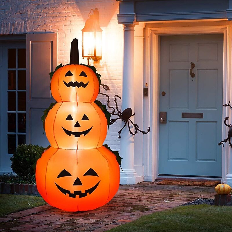 Halloween Decorations 6Ft Inflatable LED 3 Pumpkins Stack Light, Jack O Lantern Blow Up 3 Pumpkins, Outdoor Indoor Halloween Decorations2