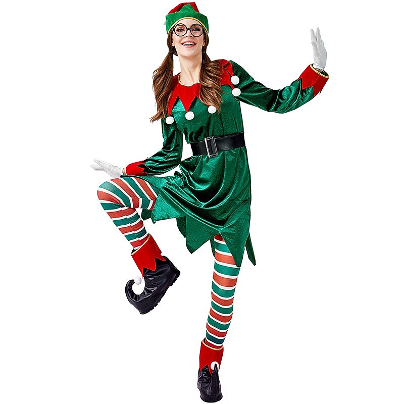 Santa Claus Elf Mrs.Claus Outfits Christmas Hat Fancy Christmas Dress Women's Christmas Adults' Christmas Carnival Christmas Eve Christmas Party Coat Pants Gloves Belt Leg Warmers3