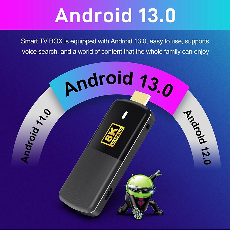 TV Smart Stick Android 13.0 Smart TV Box WiFi6 4K*2K H.265 HEVC RK3528 Set Top Box Media Player PK D6 G7 STICK2