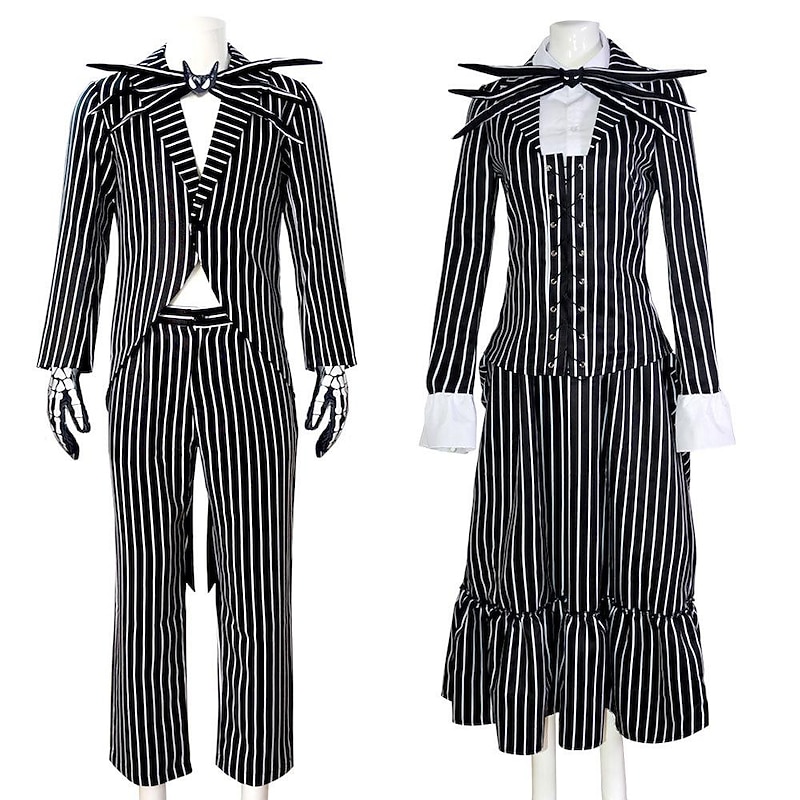 Jack Skellington Halloween Outfits Fancy Costume Halloween Group Couples Costumes The Nightmare Before Christmas Cosplay Adults' Men's Women's Halloween Carnival Masquerade Easy Halloween Costumes