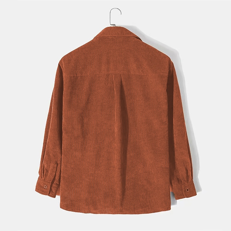 Men's Corduroy Shirt Shirt Jacket Overshirt Thick Shirt Solid Color Street Daily Black Brown Long Sleeve Turndown Fall & Winter Clothing Apparel Button-Down3