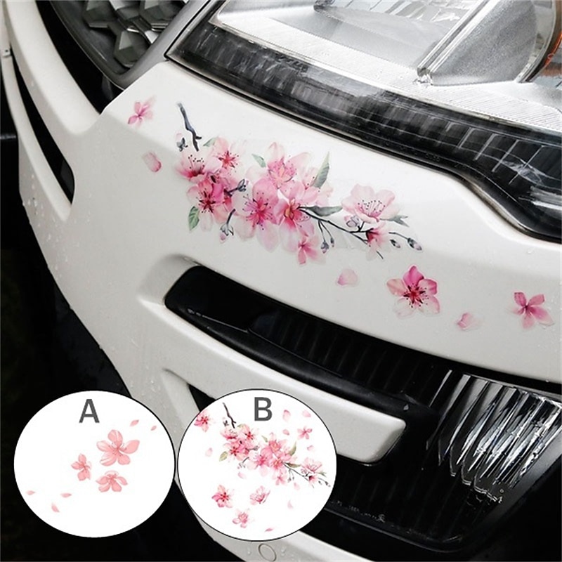 Cherry Blossom Floral Car Stickers Love Pink Car Tuning Styling Accessories