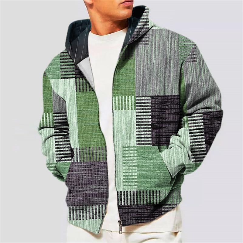 Men's Stripe Graphic Prints Geometry Hoodie Hoodies Sweatshirt Sports Classic Long Sleeve Hooded Vacation Holiday Streetwear Red Blue Pocket Print Spring &  Fall Designer3